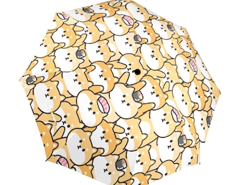 Grand parapluie compact pour chien Shiba Inu, parapluie portable pliable esthétique sushi drôle Kawaii, accessoires de voyage, cadeau pour elle