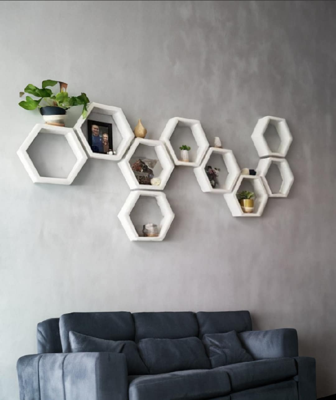 White Hexagon Shelves Floating Shelf Set of 3 Etsy UK