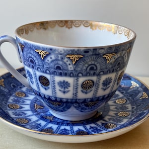 Vintage set of tea cup and saucer, Lomonosov Porcelain Factory, Cobalt blue cup, Tea set, Vintage coffee set, Made in Russia, Rare blue set