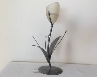Vintage Glass candle holder Candlestick Candle lantern 2000s Home interior metal candlestick Home decor Glass candlestick Old vintage