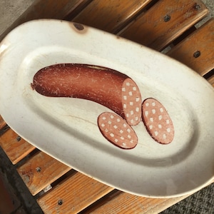 Vintage Dish, Sausage Dishes, Plate, Kitchen interior, Vintage Dishes, Antique plate, Rare Vintage plate, porcelain plates, USSR 40s Decor