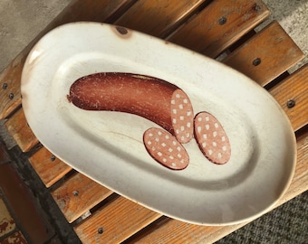 Vintage Dish, Sausage Dishes, Plate, Kitchen interior, Vintage Dishes, Antique plate, Rare Vintage plate, porcelain plates, USSR 40s Decor