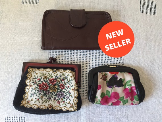 Vintage set of 3 women’s purses Stylish wallet So… - image 1