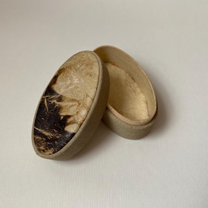 Portaoggetti ovale vintage | Piccoli contenitori per gioielli | Contenitore per ricordi antichi | Decorazione in pelle retrò | Portagioielli rivestito in tessuto | Regalo da collezione