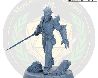 Miniatura de luchador Drake Riftwalker / Miniatura de mesa de rol DnD humana