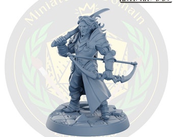 Caballero Alfar en miniatura / Elfo guerrero explorador masculino, DnD RPG