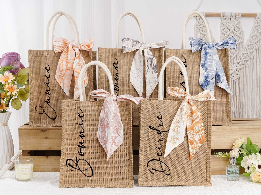 Personalized Bridesmaid Tote Bags,bridesmaid Burlap Tote Bag,beach Tote ...