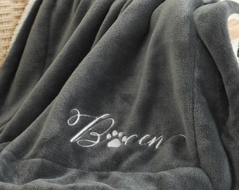 Embroidered Pet Blanket with Custom Name, Soft Dog and Cat Blanket, Personalized Gift for Pet Owners, New Puppy Gift, Custom Dog Blanket