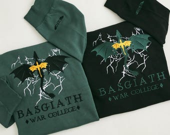 Embroidered Basgiath War College Sweatshirt, Fourth Wing Dragon Rider Hoodie, Die Or Fly Crewneck, Fantasy Reader Gift, Bookish Apparel