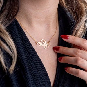 14K Solid Gold Name Necklace, Nameplate Necklace, Name Necklace Gold, Dainty Name Necklace, Personalized Name Necklace, Summer Jewelry