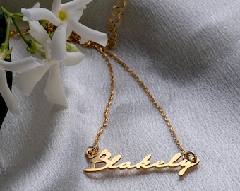 Dainty Nameplate Necklace, Personalized 14K Gold Name Necklace, Name Necklace Gold, Personalized Jewelry, Christmas Gifts For Her