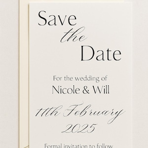 Modelo minimalista para salvar a data | Convite de casamento editável | Download digital | Convite de casamento neutro | Cartão moderno para impressão