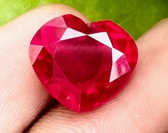 9 Ct Faceted Certified Natural Ruby Heart Shape untreated Burma Pigeon Blood Red Ruby Gemstone Loose ruby Rings | Free Standard Delivery