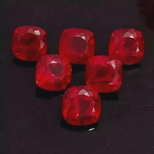 6 rubis naturels plus brillants, purs et vibrants, Pigeon de Birmanie, rubis rouge sang, cadeau du Mozambique, rubis en vrac, forme de coussin, pierres précieuses en vrac