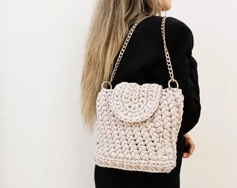 Sac à bandoulière au crochet fait main : sac à main tissé de luxe