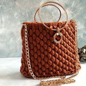 Luxury Granny Square Bag Gift for Grandma, Women Shoulder Bag, Crochet Tote Bag image 10