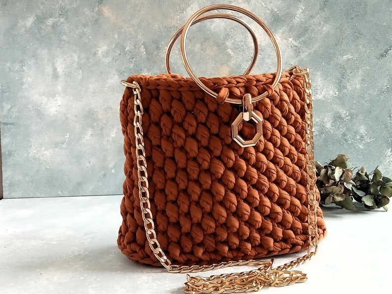 Luxury Granny Square Bag Gift for Grandma, Women Shoulder Bag, Crochet Tote Bag image 10