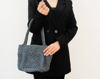 Personalized Crochet Tote Bag: Handmade Cotton Shoulder Bag