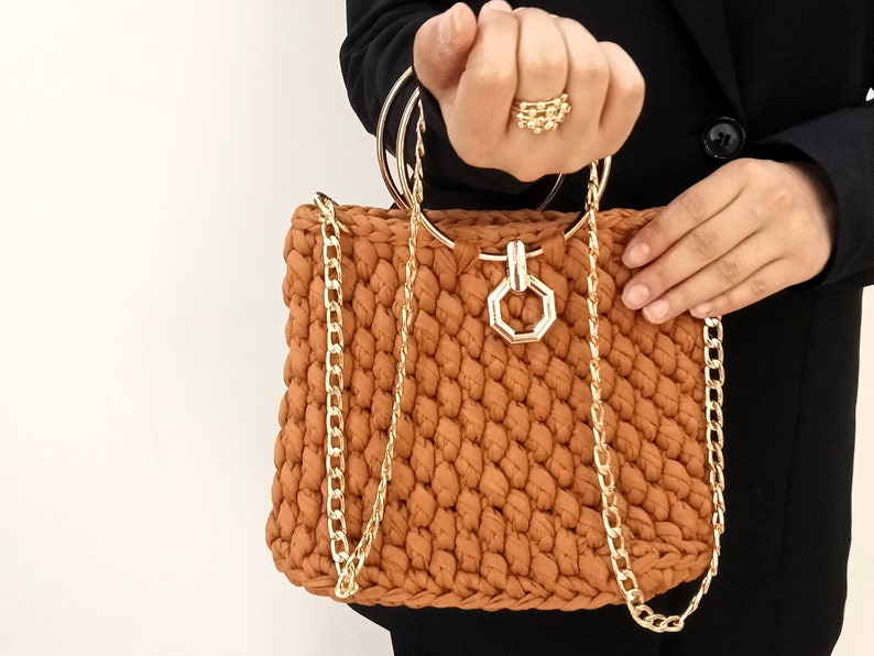 Luxury Granny Square Bag Gift for Grandma, Women Shoulder Bag, Crochet Tote Bag image 9