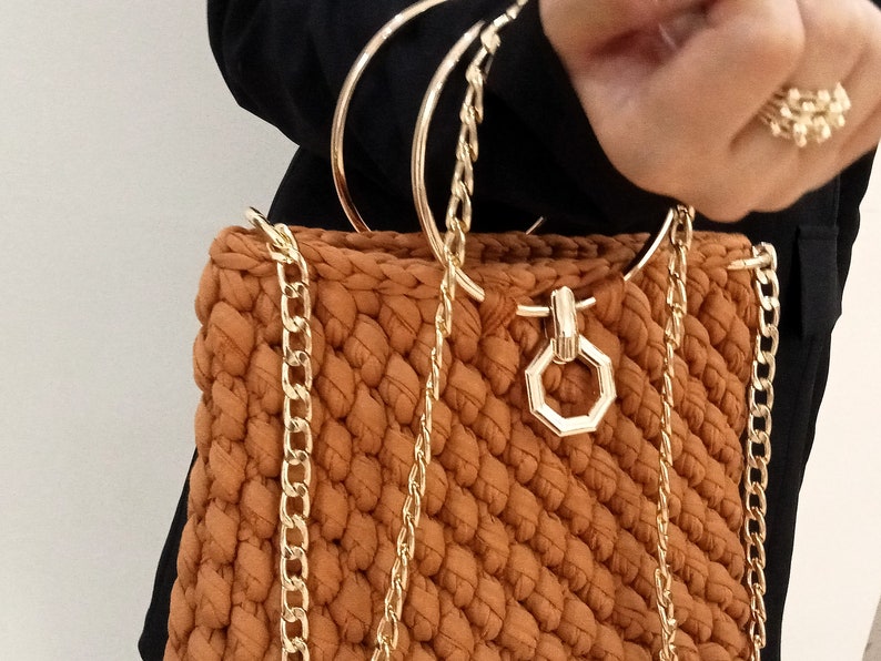 Luxury Granny Square Bag Gift for Grandma, Women Shoulder Bag, Crochet Tote Bag image 2