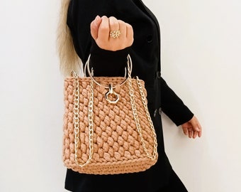 Handmade Crochet Personalized Luxury Bag, Hand Knit Bag, Women Shoulder Bag, Gift for Her
