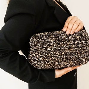 Paper Rope Knitted Clutch Bag With Hidden Metal Locked, Crochet Fall Bag Clutch, Straw Knitted Clutch Purse, Real Estate Agent Gift image 9