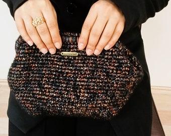 Crochet Wool Clutch Bag, Pouch Bag, Handmade Custom Made Winter Bag, Gift for Mom