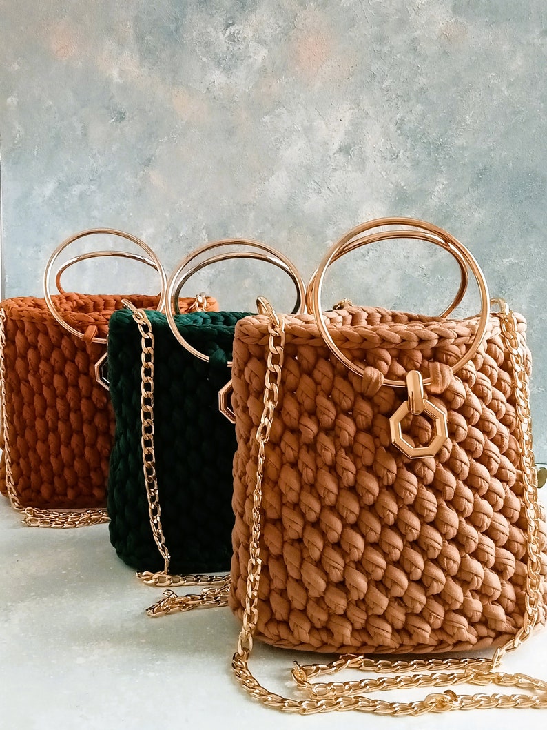Luxury Granny Square Bag Gift for Grandma, Women Shoulder Bag, Crochet Tote Bag image 6