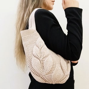 Large Leaf Pattern Crochet Bag Etsy