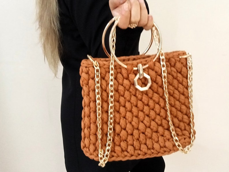 Luxury Granny Square Bag Gift for Grandma, Women Shoulder Bag, Crochet Tote Bag image 1