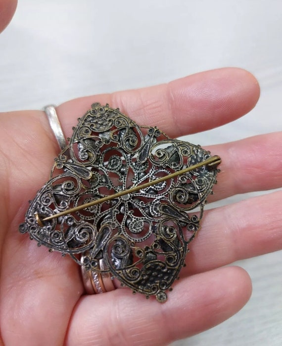 Czech Bohemian Coloured Crystals Brooch Antique F… - image 5