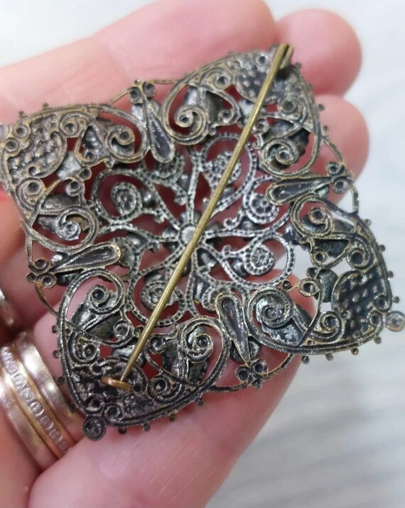 Czech Bohemian Coloured Crystals Brooch Antique F… - image 2