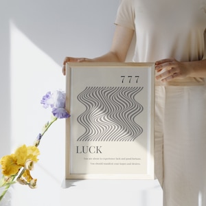 777 Angel Number Poster, Manifestation Energy Spiritual Poster, Lucky Poster, Angel Number Wall Art Print,Digital Download Prints,Numerology