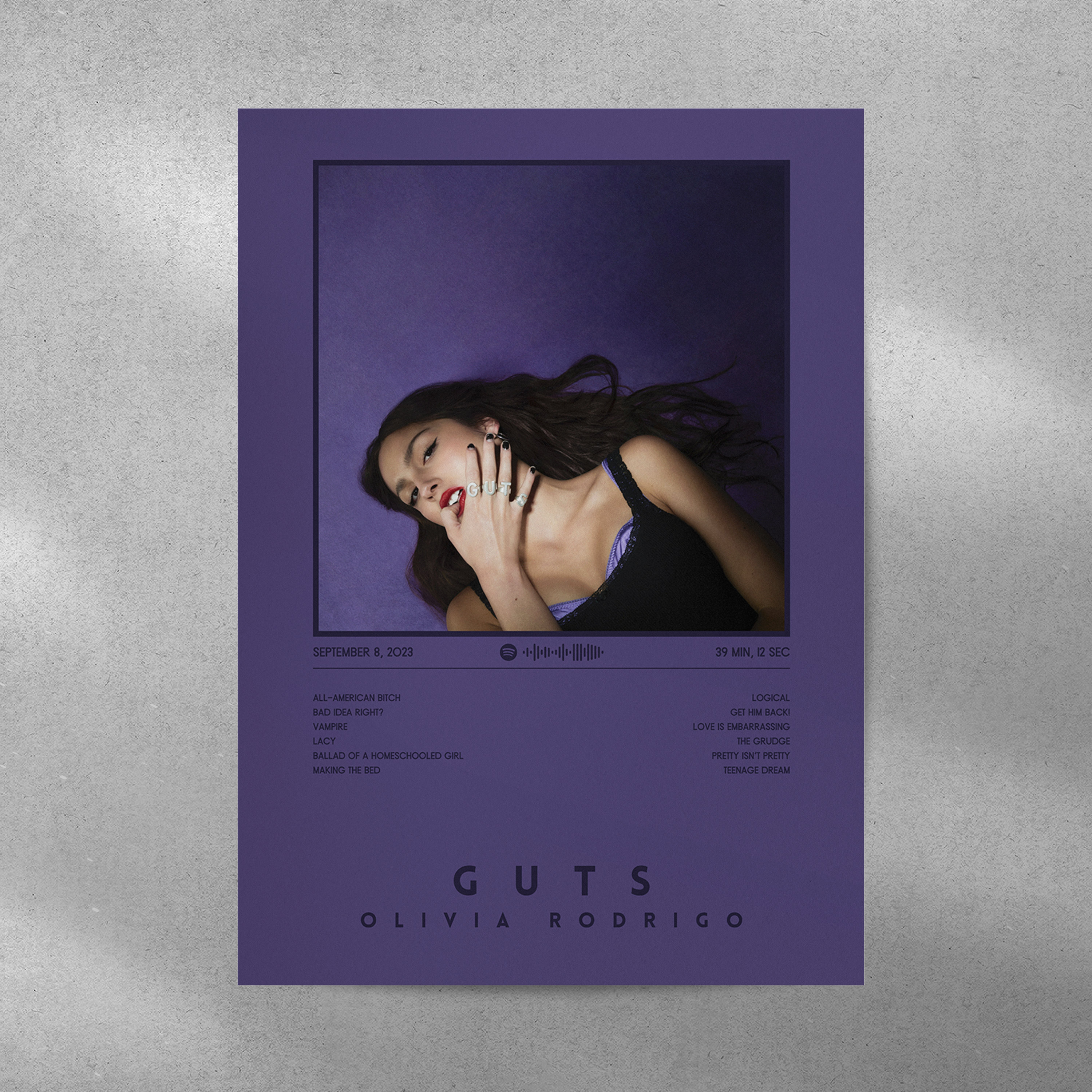 Olivia Rodrigo GUTS Colour Album Poster sold by Down Midge | SKU
