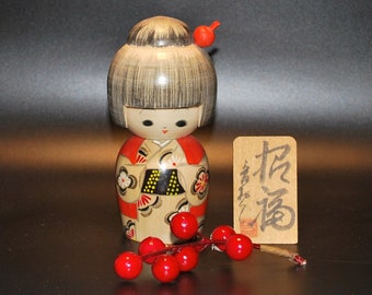 Kokeshi Doll vintage, Usaburo Kokeshi, Art miniature, Poupée en bois, Poupée japonaise, Kokeshi créatif, Artistes Kokeshi, Kokeshi rare, Cadeau Japon