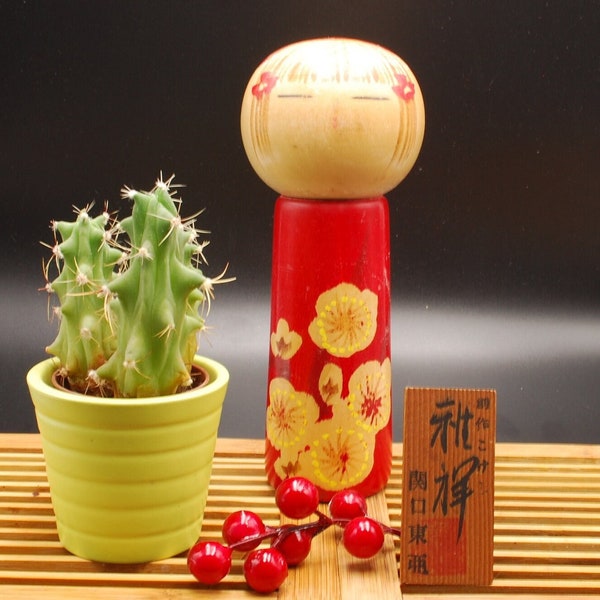 Aziatische miniatuur, Bobble head, Geisha standbeeld, cadeau voor Crafter, Japanse esthetiek, Japans decor, Kokeshi pop, handgeschilderd beeldje, NW08