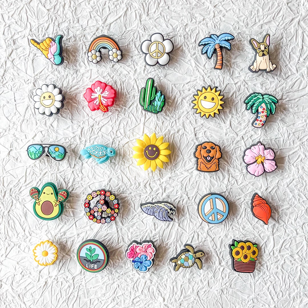Rainbow Flower Shoe Charms Sunflower Charms Peace Love Shoe Charms Sea
