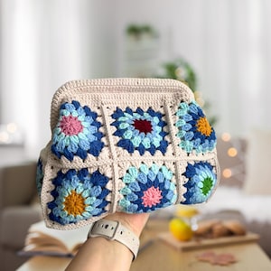Handmade Crochet Clutch-Granny Square Bag-Crochet Clutch Purse - Handmade Granny Square Bag - Boho Chic Handbag-Multicolor Crochet Clutch