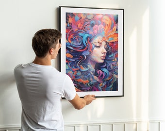 Beautiful Woman Colourful Abstract Wall Art