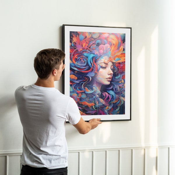 Beautiful Woman Colourful Abstract Wall Art