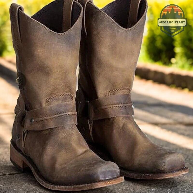 Men's liberty black store distressed leather harness boots
