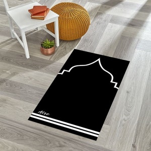 Prayer Rug With Name, Personalized Prayer Rug, Black Prayer Rug, Luxury Prayer Rug, Ramadan Eid Gift, Authentic Prayer Rug, Meditation Rug