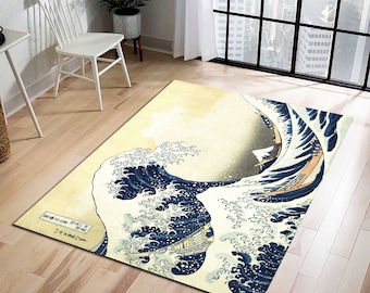 Alfombra The Wave Off Kanagawa, decoración artística japonesa