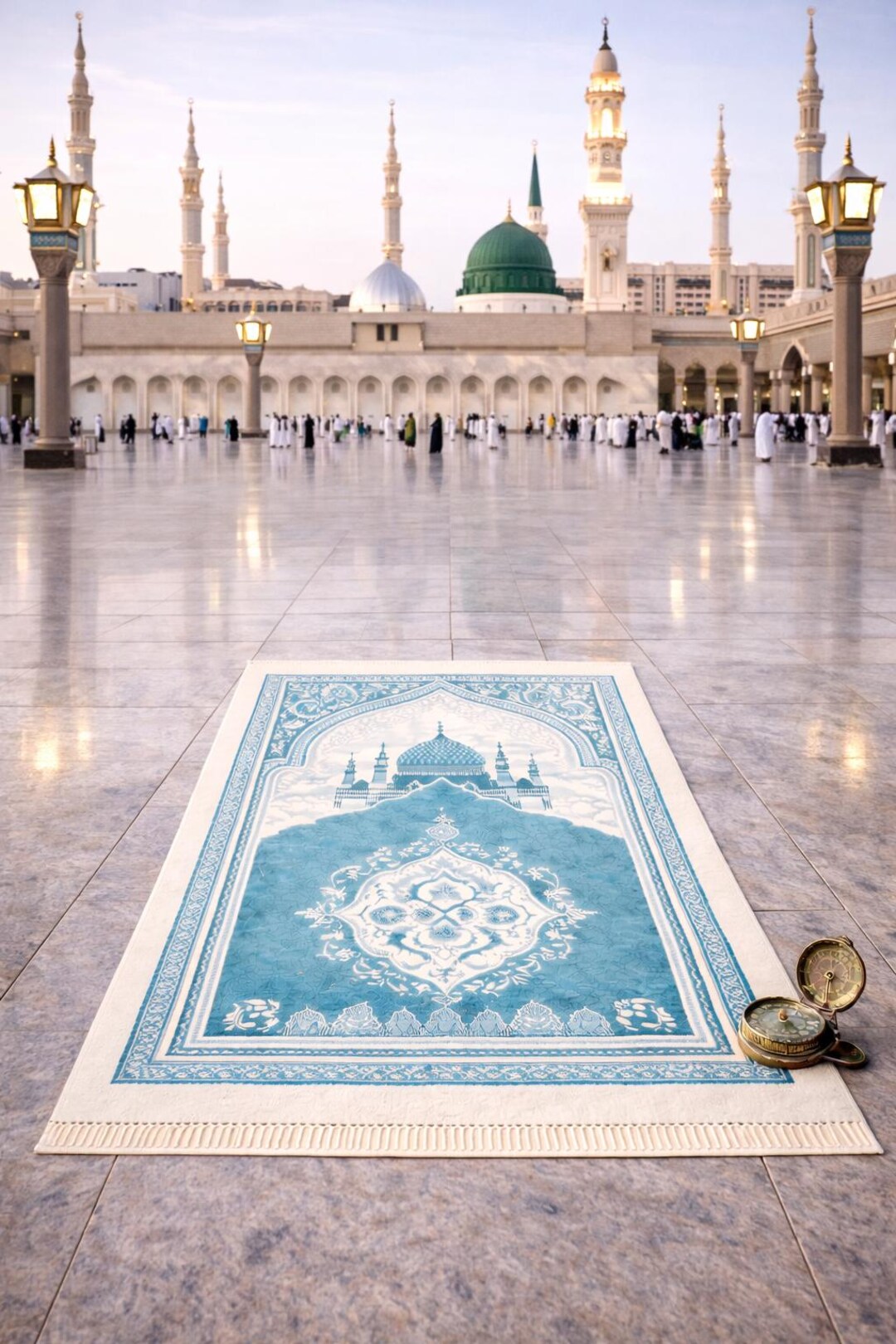 Turquoise Masjid Nabawi Islamic Prayer Rug - Etsy