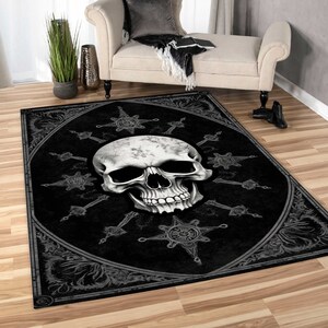 Skull rug, skeleton rug, gothic rug, skull decor, sceleton decor, gothic ambiance, satan rug, devil skull, momento mori rug, horror rug,