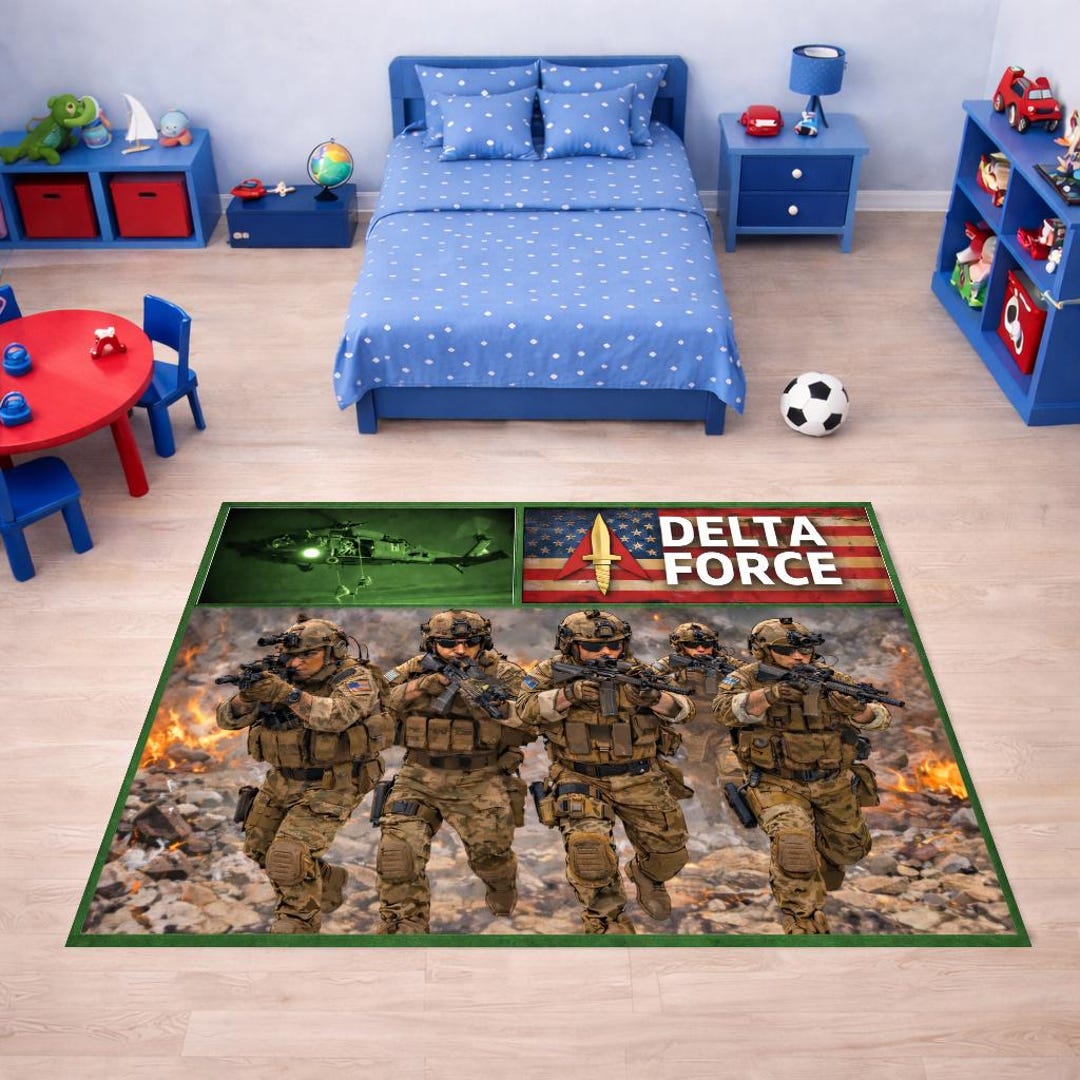 Delta Force Military Action Rug Tactical Soldier Design Kids Room ...