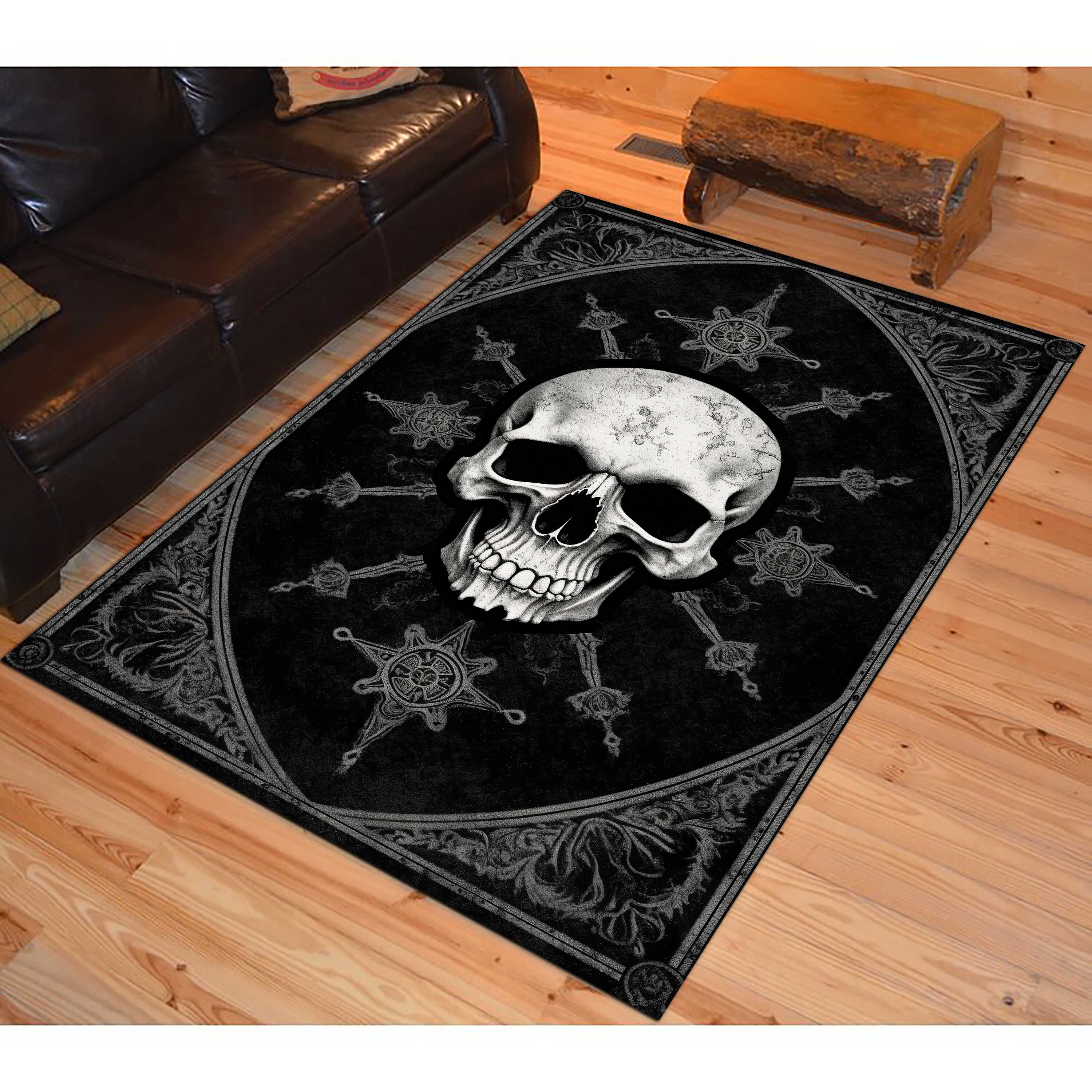 Discover Skull rug, skeleton rug, gothic rug, skull decor, sceleton decor, gothic ambiance, satan rug, devil skull, momento mori rug, horror rug,