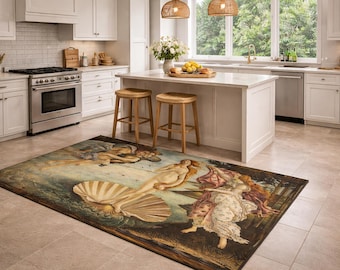 Alfombra renacentista con el Nacimiento de Venus, decoración clásica de pared