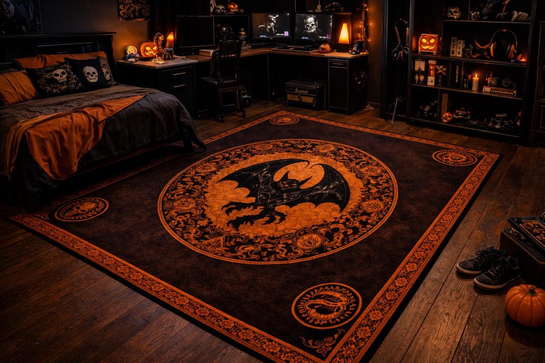 Gothic Demon Rug Dark Fantasy Occult Art Carpet Halloween Home Decor ...
