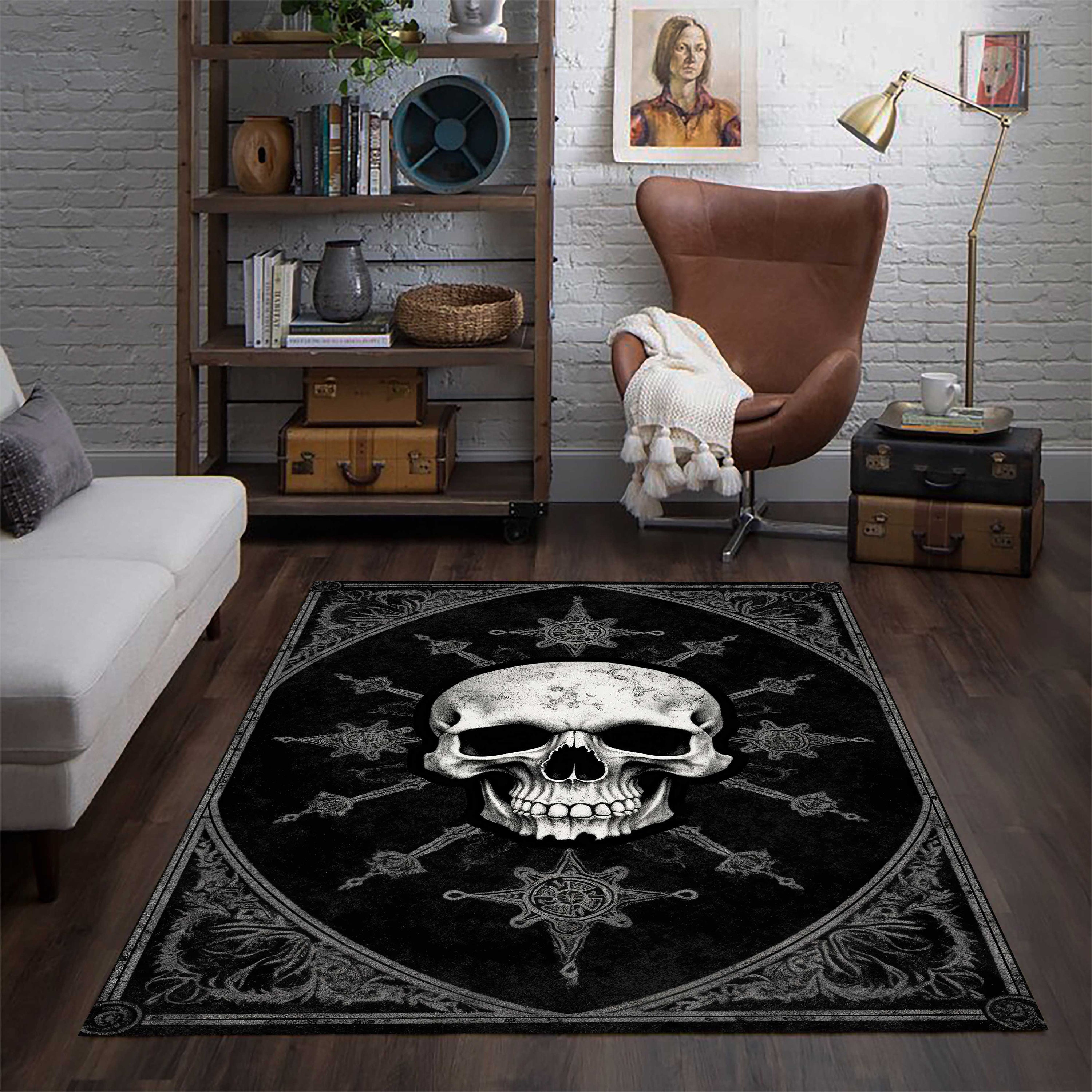 Discover Skull rug, skeleton rug, gothic rug, skull decor, sceleton decor, gothic ambiance, satan rug, devil skull, momento mori rug, horror rug,